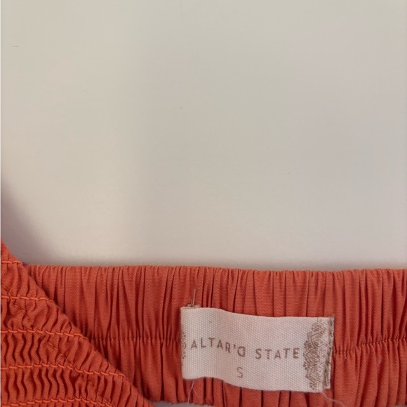 Altar’d State Puffy Sleeve Rust Crop Top - Picture 2 of 3